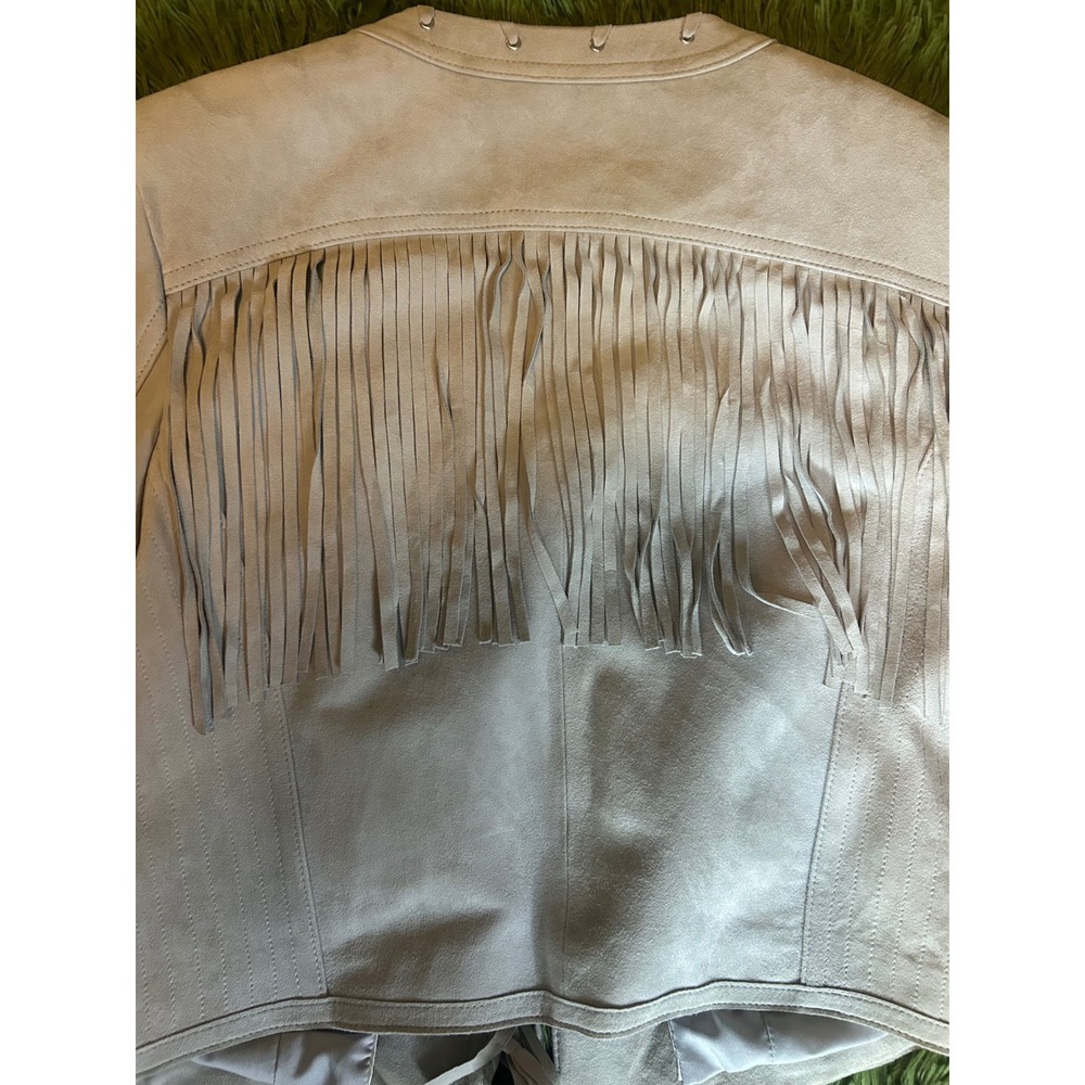 White House Black Market Jacket Women S Leather Suede Fringe Jacket Western Boho - Picture 9 of 11